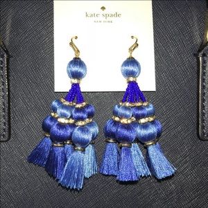 Kate Spade Pretty Poms Blue Dangle Earrings